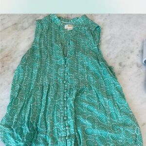 Anthropologie Green Patterned Blouse